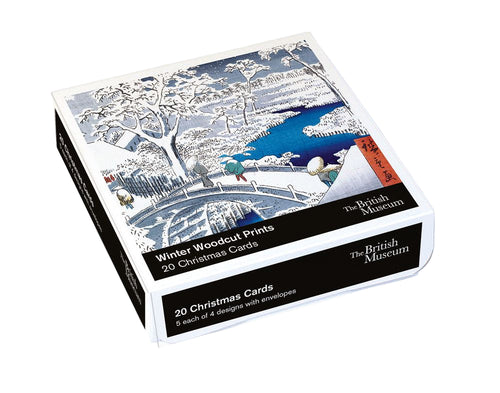 Box of The British Museum Christmas cards with winter woodcut prints design.