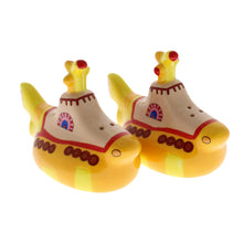 Load image into Gallery viewer, Yellow Submarine shaped salt &amp; pepper set