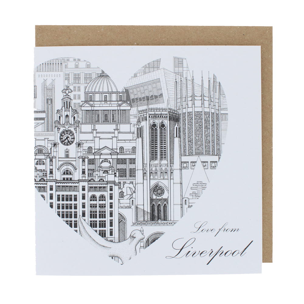 Liverpool landmark heart greeting card