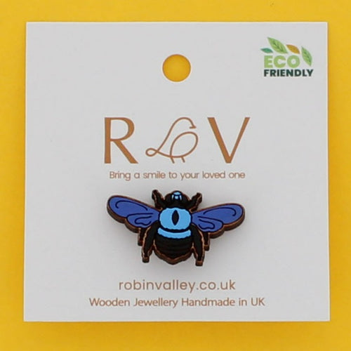 Blue bee pin badge