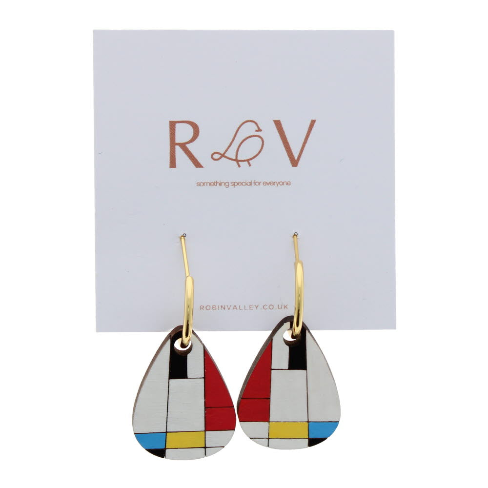 Piet Mondrian hoop earrings