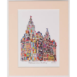 Tula Moon Patchwork Liver Building mounted print