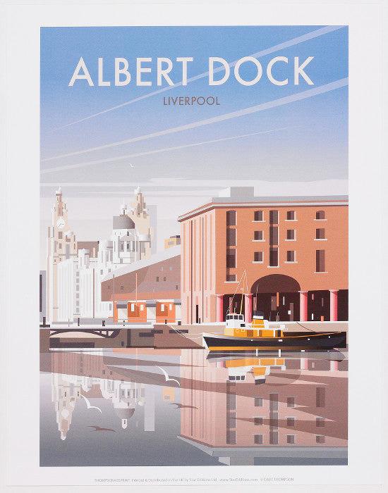 Print showing an illustration of Albert Dock in Liverpool