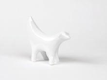Load image into Gallery viewer, Ceramic white statue, shaped as the front half of a lamb combined with a banana.