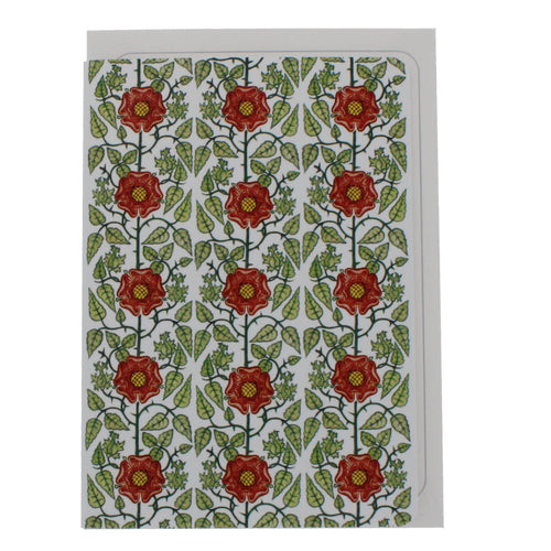 Tudor rose by De Morgan greeting card