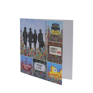 The Beatles montage floral greeting card