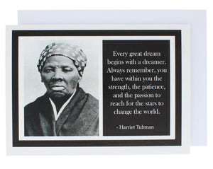 Greeting card with a photograph of Harriet Tubman on one side and a quote of hers on the other.
