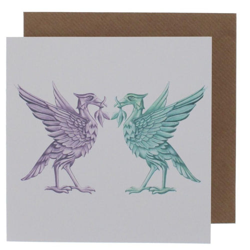 Liver bird couple greeting card