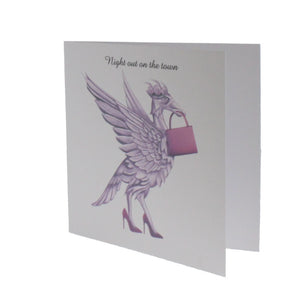 Liver bird night out on the town greeting card