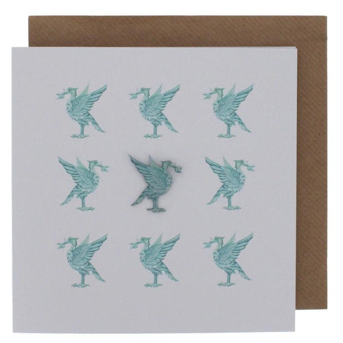 Liver bird pin badge with greeting card