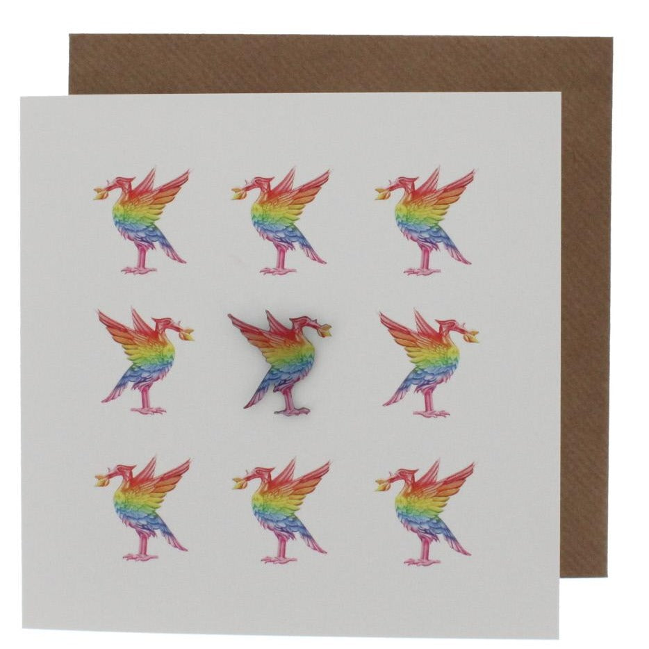 Liverpool Liver Bird Pride Card and Pin Badge