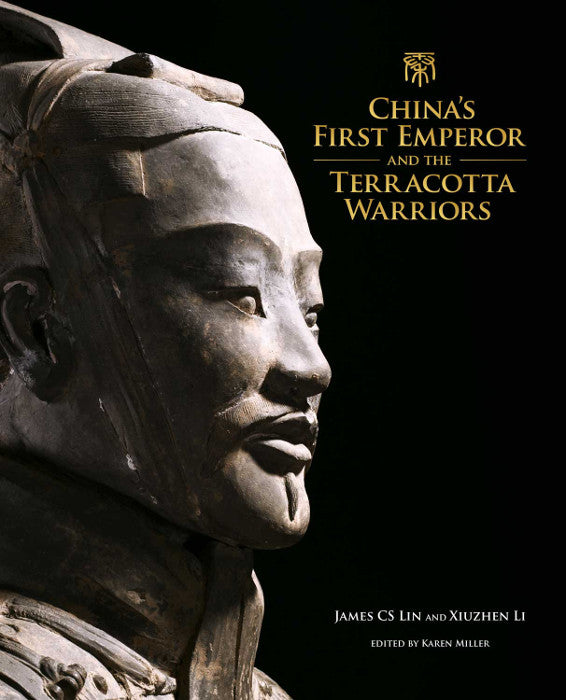 Front cover of the Terracotta Warriors exhibition catalogue featuring a close up photograph of a warrior's face.