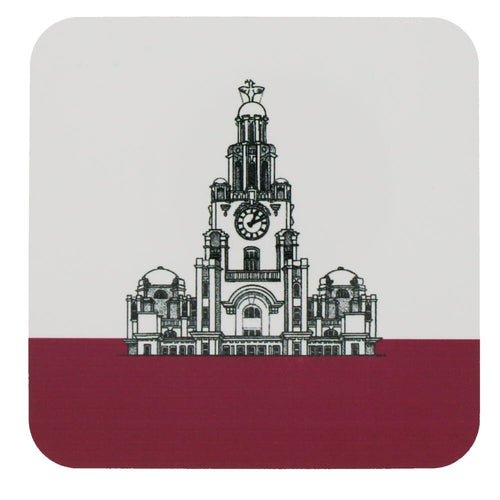 Liver building clock red sketch coaster