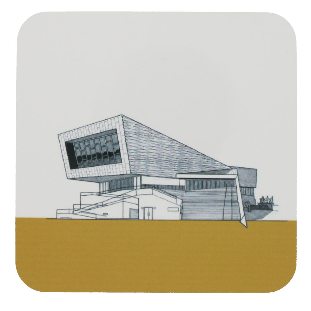 Museum of Liverpool yellow sketch coaster