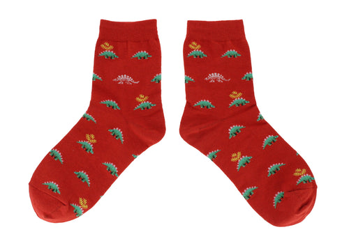 Orange stegosaurus socks