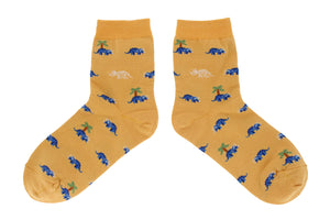 Yellow triceratops socks