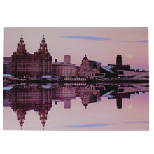 Load image into Gallery viewer, Liverpool skyline strawberry moon canvas