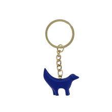 Load image into Gallery viewer, Replica of the Super Lambanana statue in blue, half lamb and half banana, on a keyring