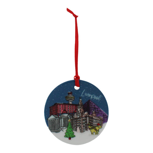 Liverpool Skyline Ceramic Christmas Decoration