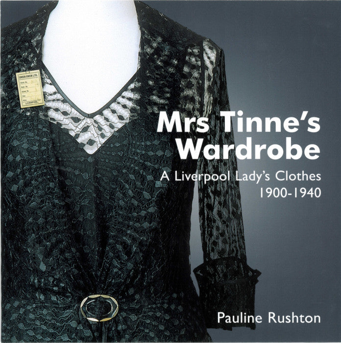 Front cover of Mrs Tinne's Wardrobe catalogue, featuring a colour photograph of one of her dresses on a mannequin, the tag still on