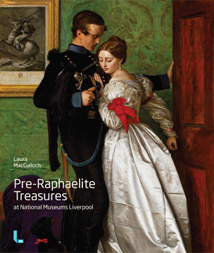 Front cover of Pre-Raphaelite Treasures featuring a painting of a man and a man embracing