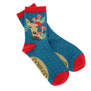 Doe with toadstools ankle socks