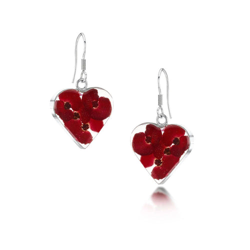 Poppy heart drop earrings