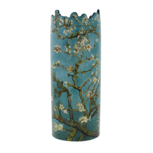 Load image into Gallery viewer, Circular vase with asymmetric top, with a reproduction of Van Gogh&#39;s painting of Almond blossom.