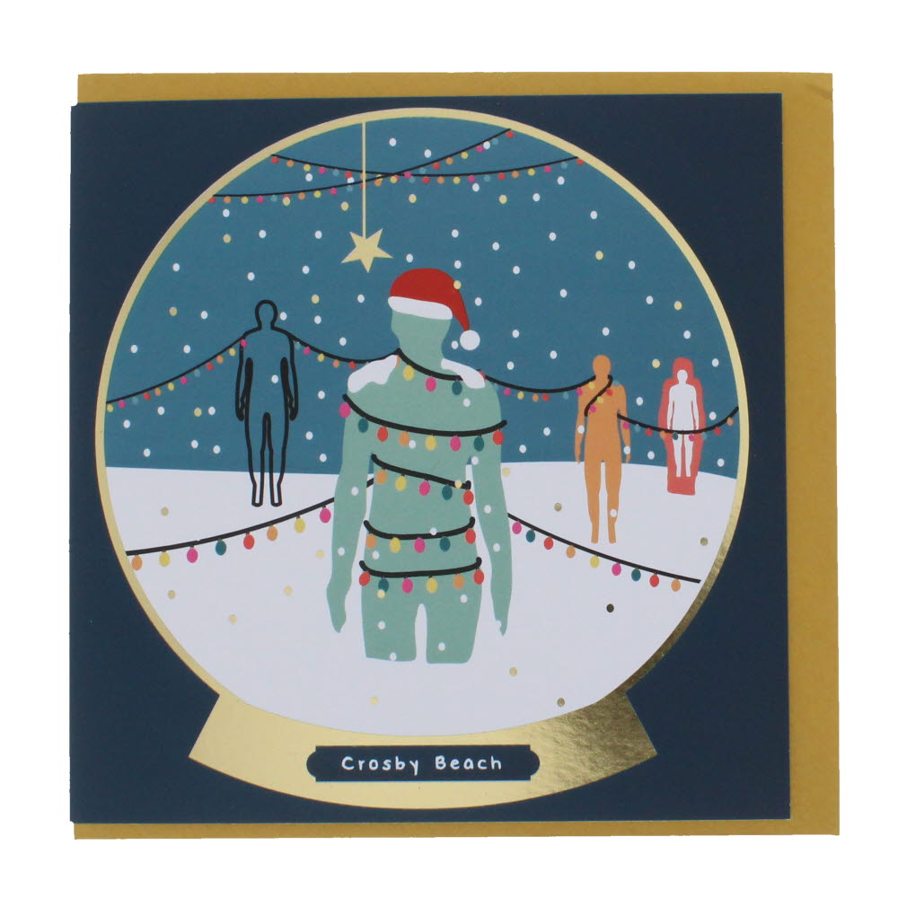 Crosby Beach Snowglobe Christmas Card